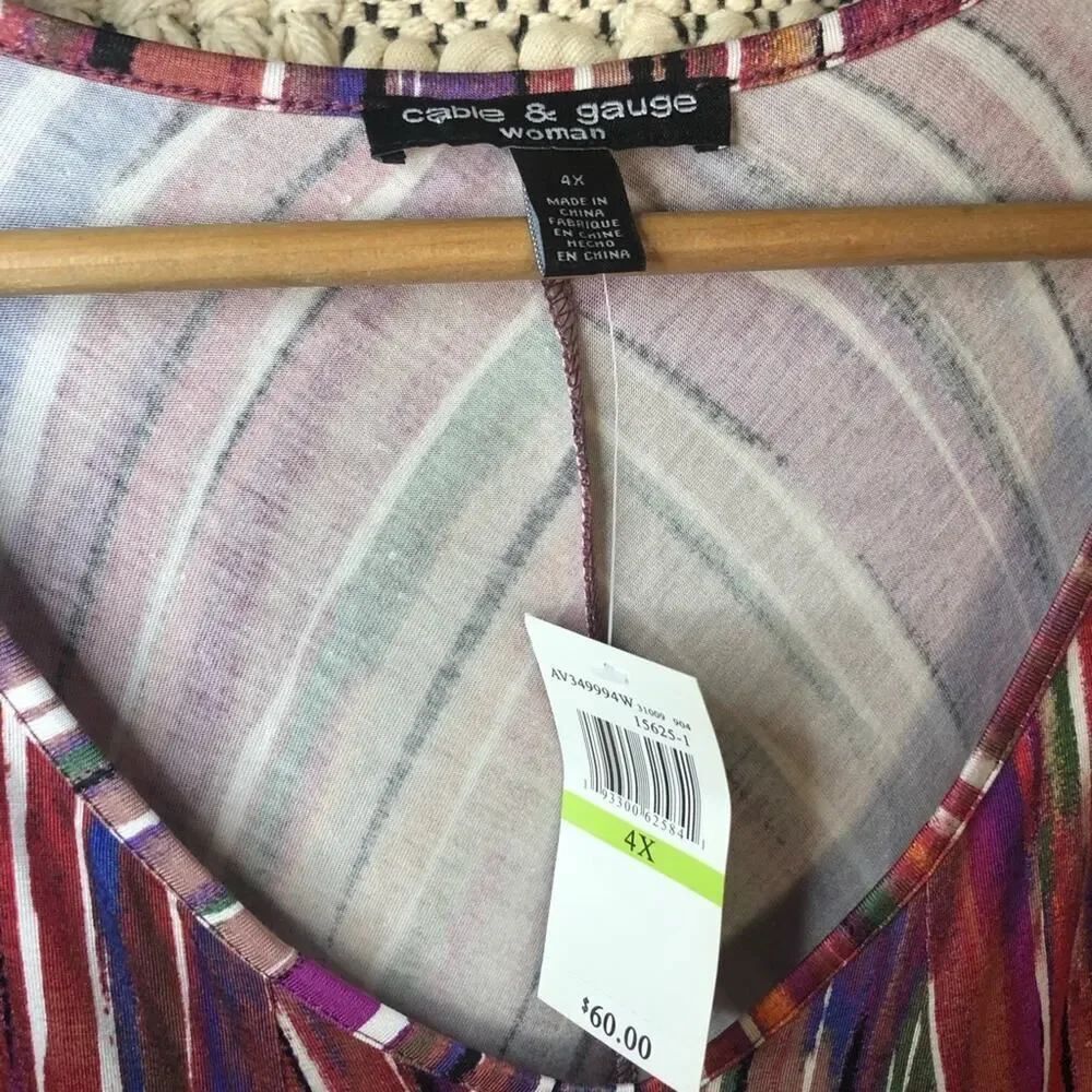 Cable & Gauge Colorful Striped Jersey Knit Blouse - Picture 4 of 7